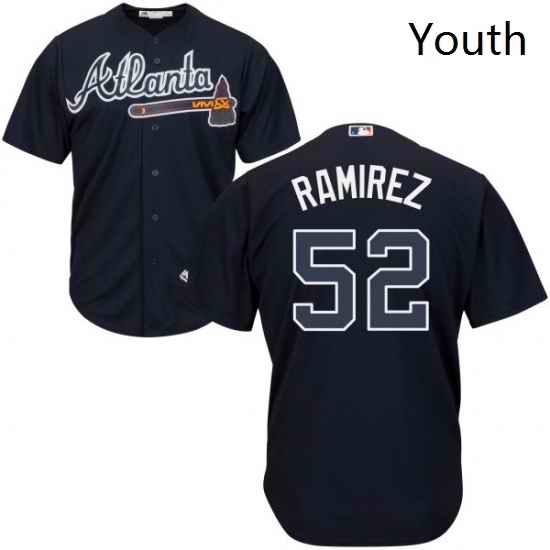 Youth Majestic Atlanta Braves 52 Jose Ramirez Replica Blue Alternate Road Cool Base MLB Jersey